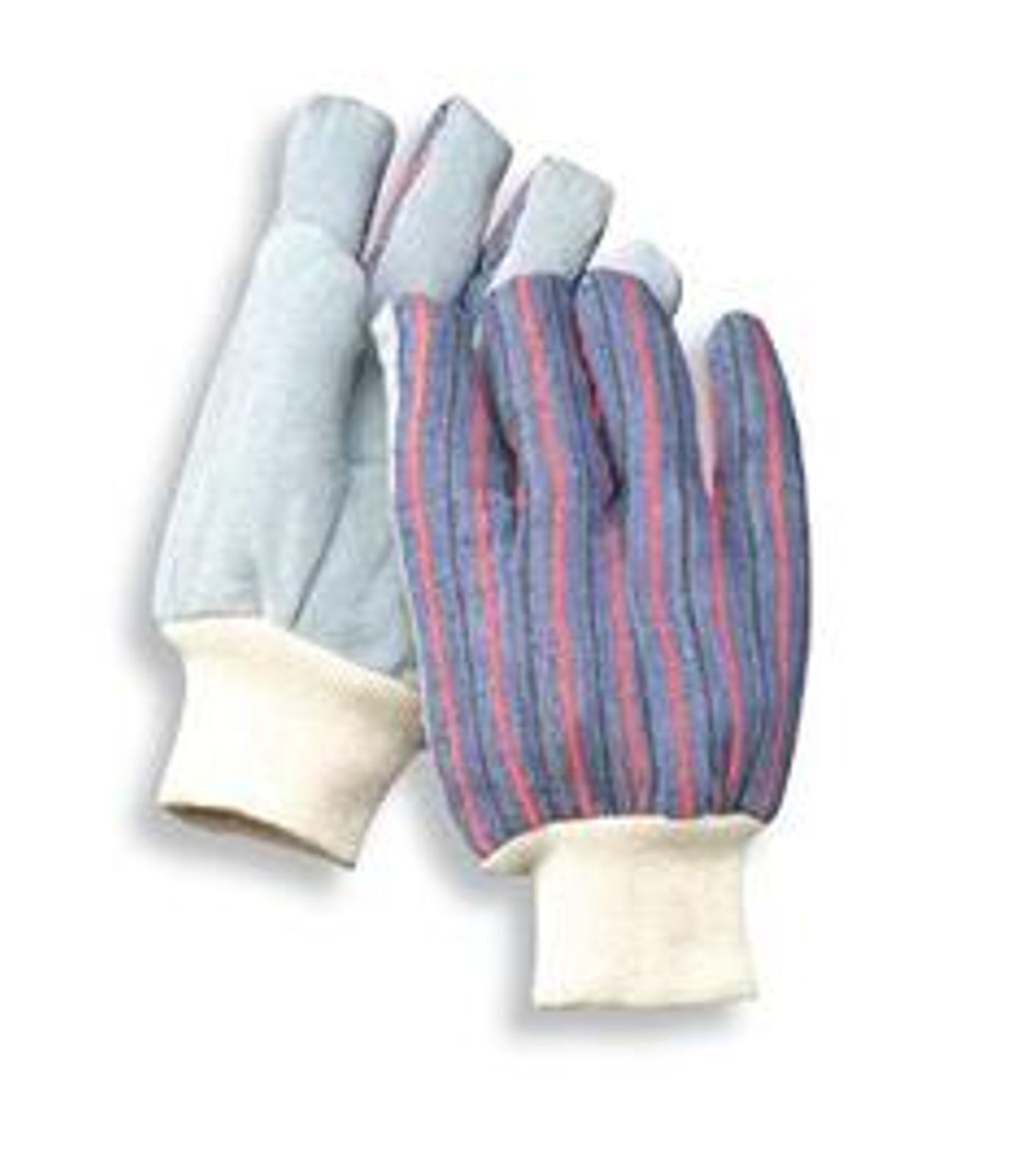 leather palm glove, knit wrist, striped canvas back, dozen