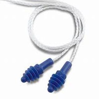4-Flange PVC Corded Earplugs With White Nylon Cord, 100 per box